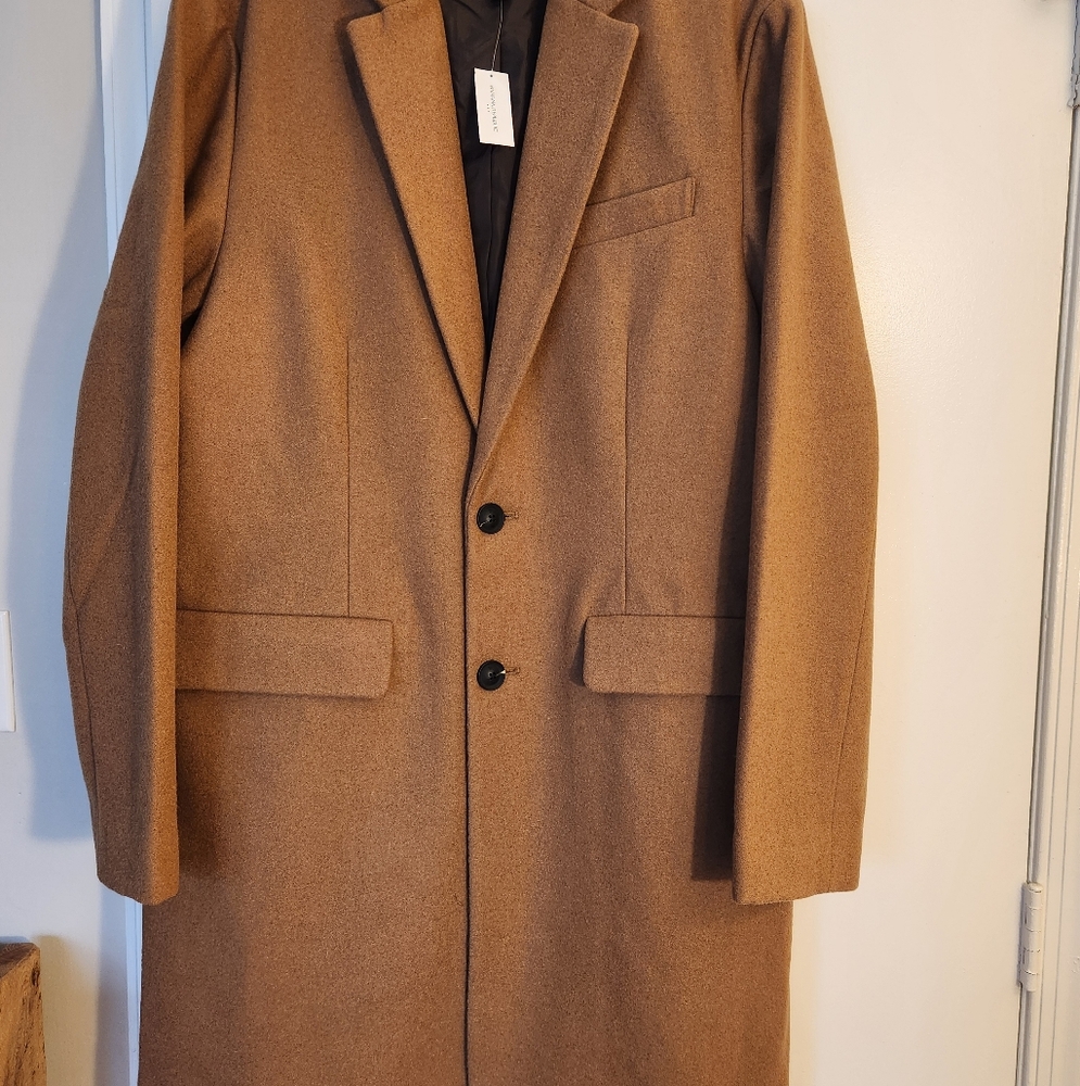 NWT Banana Republic Wool Blend Camel Top Coat Size Large
